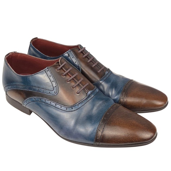 Aldo Other - Aldo Men's 10.5 Cap Toe Oxford Dress Shoes Blue Brown Leather Formal Business